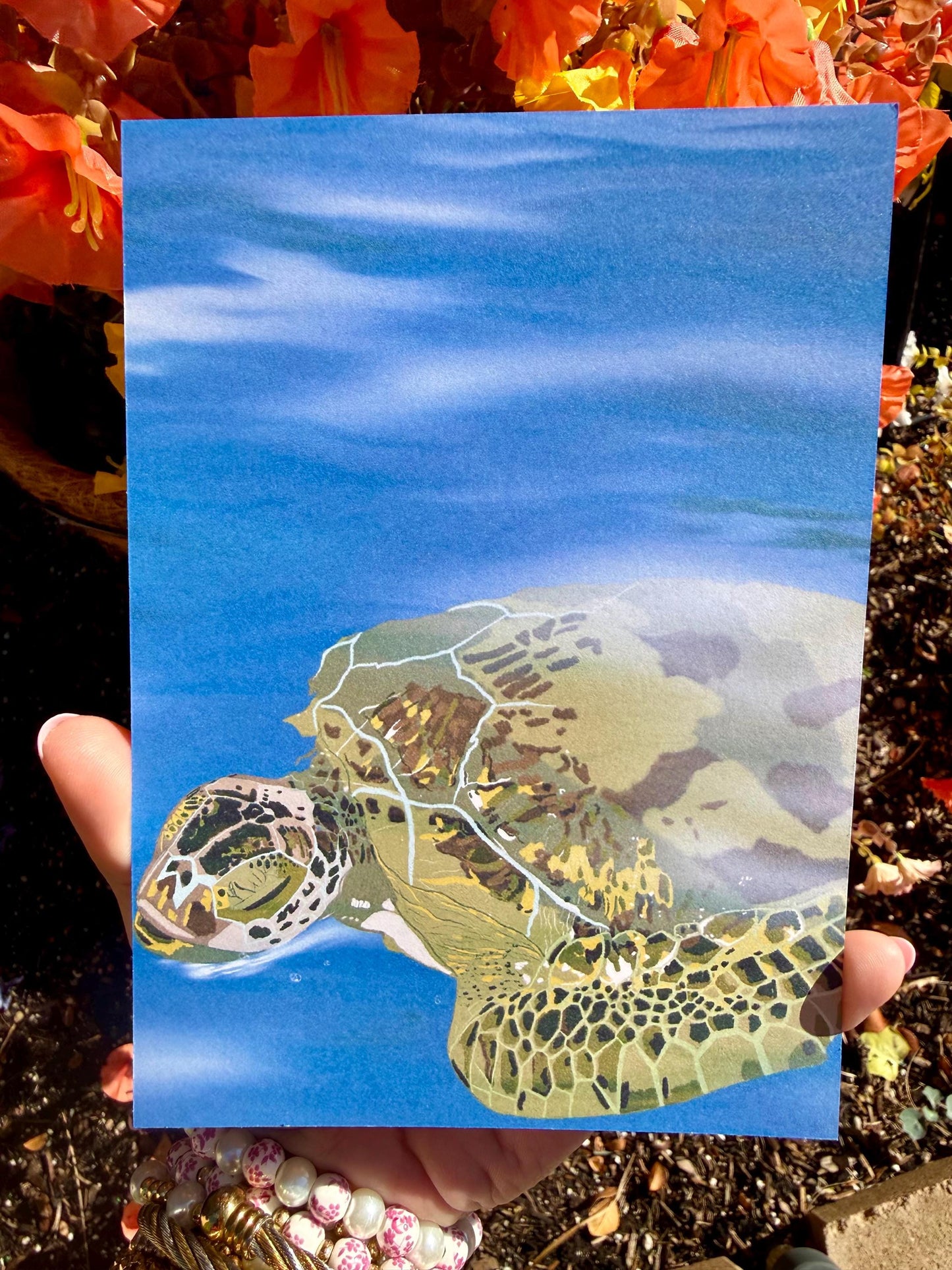 Turtle Art Print, Beach Aesthetic Decor, Ocean Illustration Poster, animal lover Home Décor