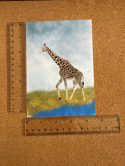 Original Art -  Giraffe of Kenya . [ 4.5 x 6.5  ] cardstock : perfect for gallery wall for home or office decor !