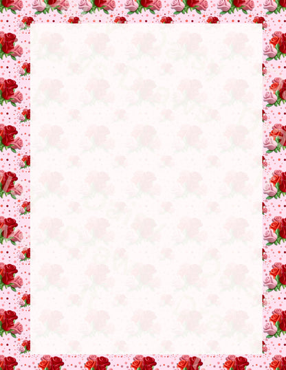 Digital Stationery for iPad | Notability & GoodNotes | Red Rose Cartoon | Digital Notes | Printable iPad Planner Pages | Instant Download