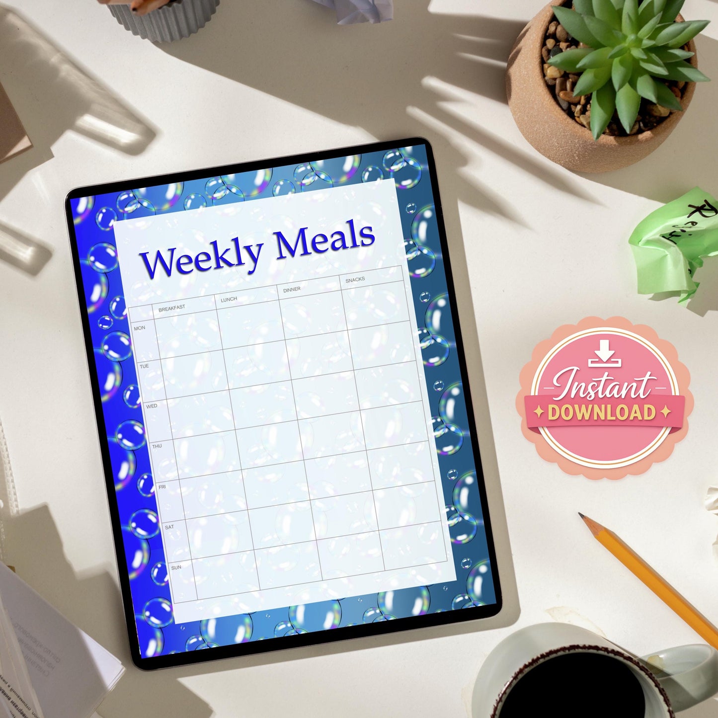 Digital Stationery for iPad | Notability & GoodNotes | Bubbles | Digital Notes | Printable iPad Planner Pages | Instant Download