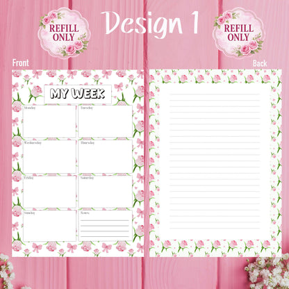 Pink Rose Planner Inserts – Refill ONLY - 25 pages