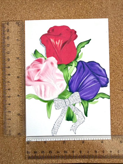 Rose bouquet print of original art- cardstock : perfect for gallery wall for home or office decor !