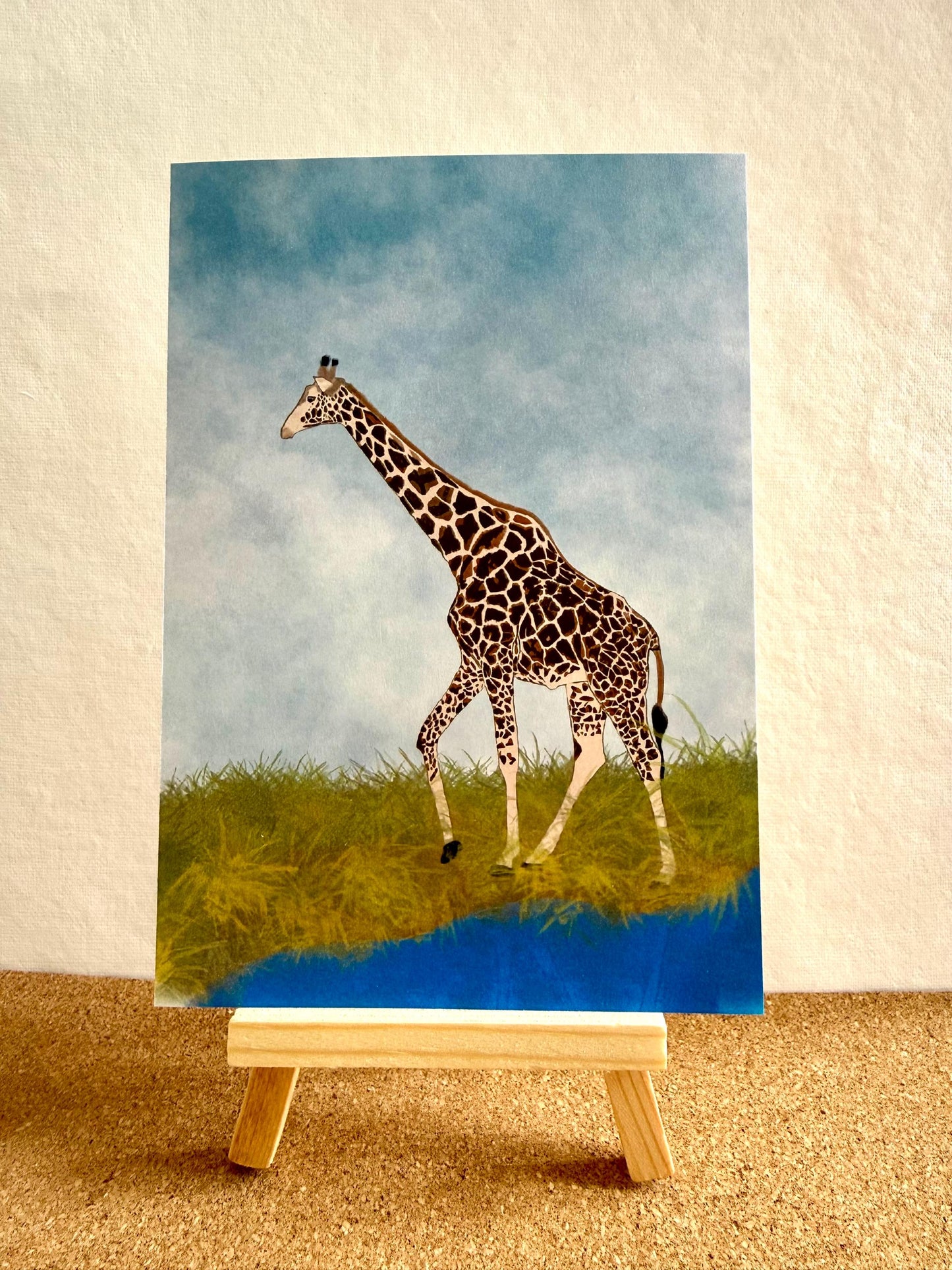 Original Art -  Giraffe of Kenya . [ 4.5 x 6.5  ] cardstock : perfect for gallery wall for home or office decor !