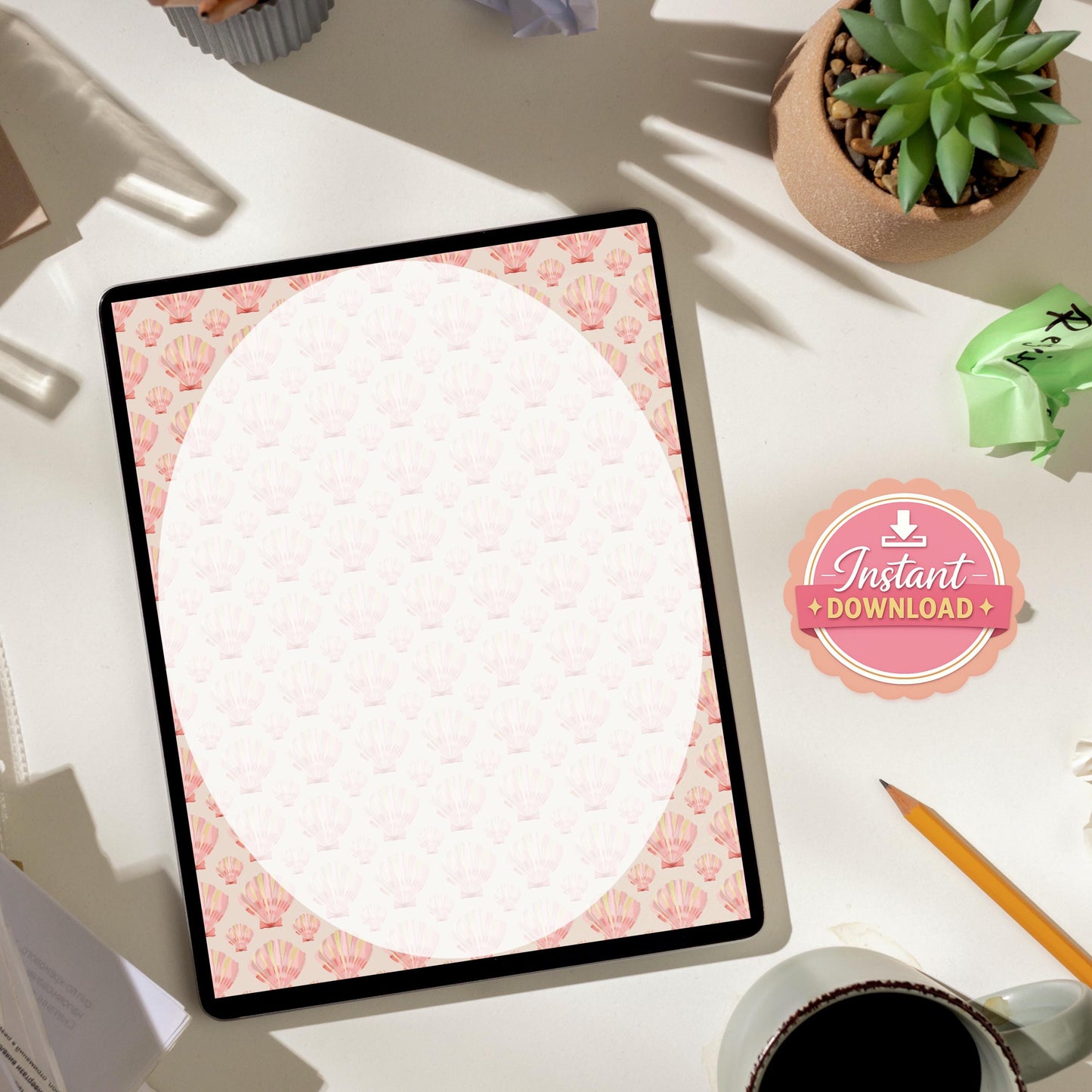 Digital Stationery for iPad | Notability & GoodNotes Paper Pack | seashell Digital Notes | Printable iPad Planner Pages | Instant Download