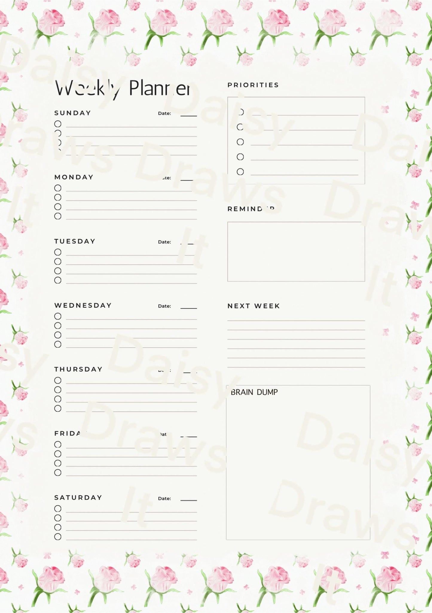 Printable Monthly Planner | To Do List & Weekly Planner | Minimal Planner Pages | Printable Organization Sheet | Instant Download