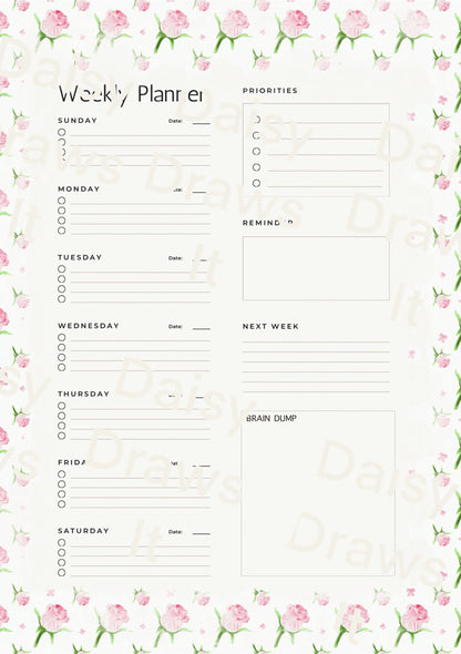 Printable Monthly Planner | To Do List & Weekly Planner | Minimal Planner Pages | Printable Organization Sheet | Instant Download