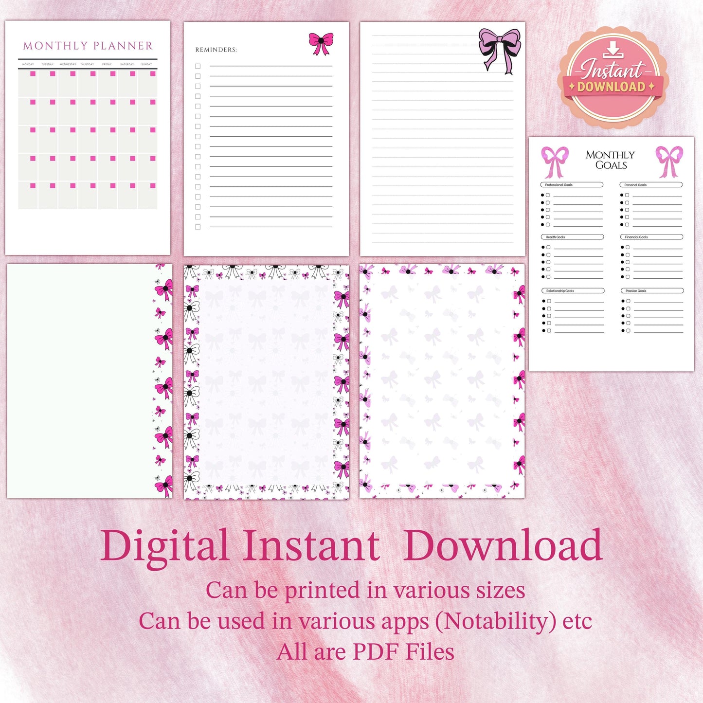 Printable Monthly Planner | To Do List & Weekly Planner | Minimal Planner Pages | Printable Organization Sheet | Instant Download