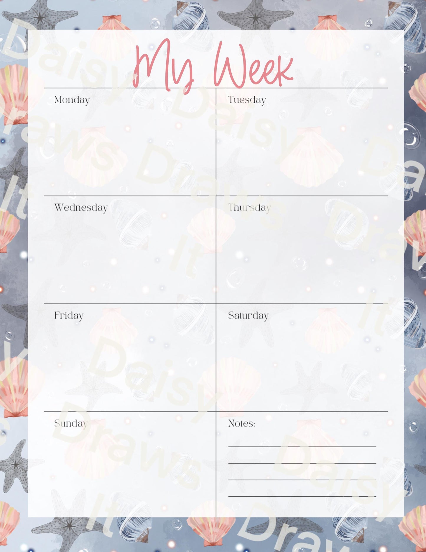 Digital Stationery for iPad | Notability & GoodNotes Paper Pack | seashell Digital Notes | Printable iPad Planner Pages | Instant Download