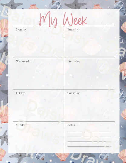 Digital Stationery for iPad | Notability & GoodNotes Paper Pack | seashell Digital Notes | Printable iPad Planner Pages | Instant Download