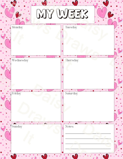 Hearts Digital Stationery for iPad - Notability & GoodNotes Paper Pack - Printable Planner Pages - Instant Download - 8 Designs