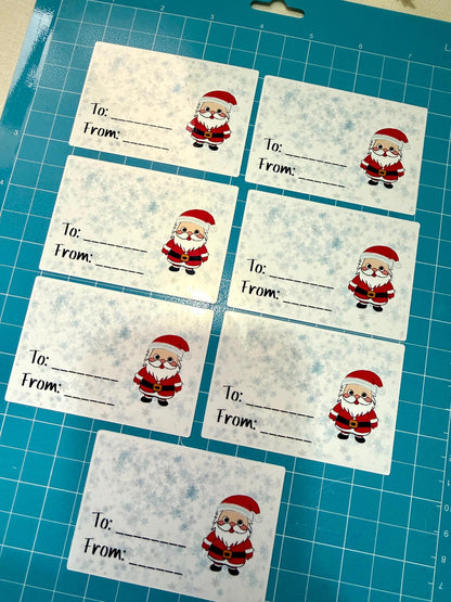 Santa Christmas gift tags with sticker backing - pack of 6