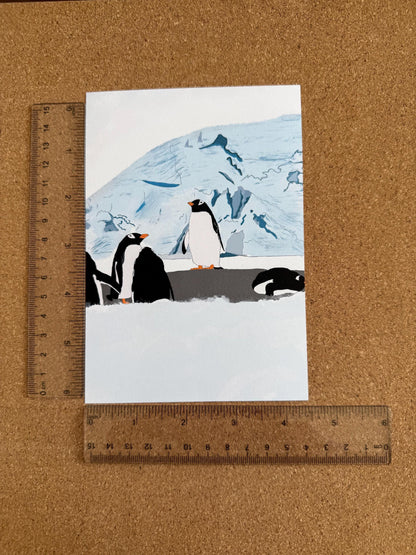 Original Art - penguins of Antarctica . [ 4.5 x 6.5  ] cardstock : perfect for gallery wall for home or office decor !